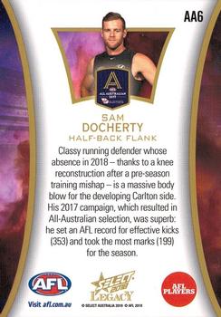 2018 Select Legacy - 2017 All-Australian #AA6 Sam Docherty Back